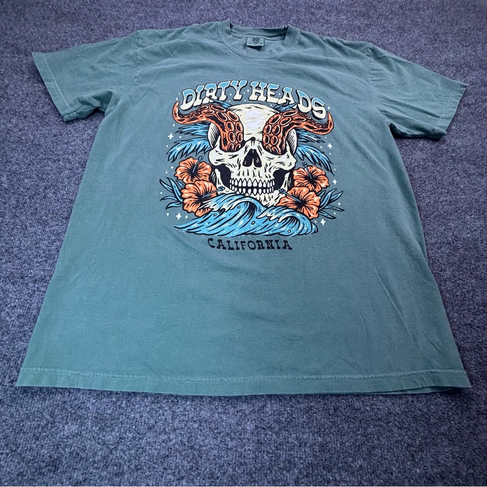 Dirty Heads T-Shirt XL Comfort Colors Sage Green Skull Octopus California Reggae - Picture 4 of 10